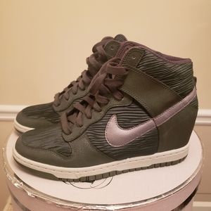 Nike Women's High-Top Wedge Sneakers in Olive Green and Lavender